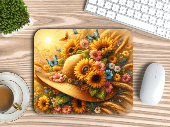 Download Summer Straw Hat Sunflower Mousepad PNG - Mousepad Collection