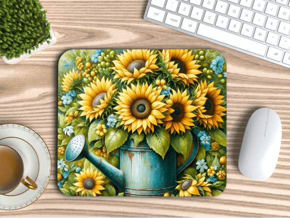 Download Vintage Watering Can Floral Mousepad PNG - Mousepad Collection