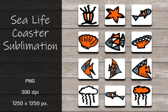 Download Sea Life Coaster Sublimation Designs - Coaster sublimation designs Collection
