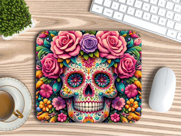 Download Colorful Flower Crown Skull Mousepad PNG - Mousepad Collection