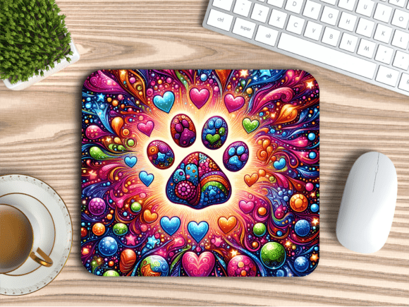 Download Psychedelic Dog Paw Heart Mousepad PNG - Mousepad Collection