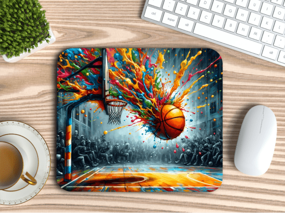 Download Colorful Splash Basketball Mousepad PNG - Mousepad Collection