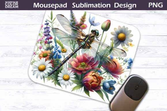 Download Dragonfly Floral Mousepad Sublimation - Mousepad Collection