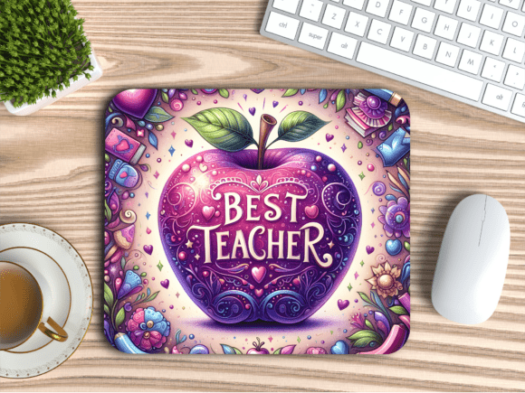 Download Best Teacher Floral Apple Mousepad PNG - Mousepad Collection