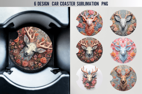 Download Deer Car Coaster Sublimation Designs - Coaster sublimation designs Collection