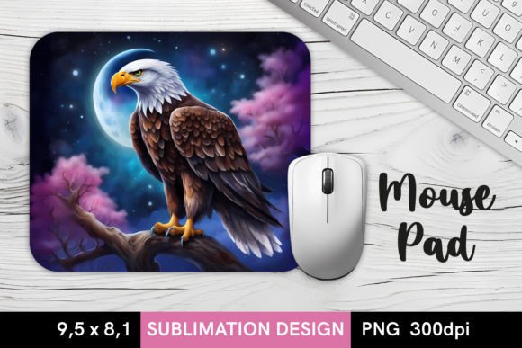 Download Night Eagle with Big Moon MousePad - Mousepad Collection